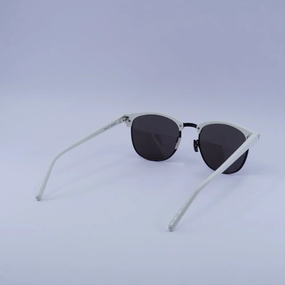 Saint Laurent SL108 011 Sunglasses Ivory Browline Frame, Black Lenses - Picture 6 of 11